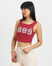 Red Graphic Printed Square Neck Cropped Tank Top
