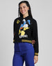 Donald Duck Graphic Printed Regular Fit Black Zipper Jacket