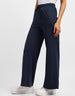 Navy Blue Plain Wide Leg Track Pant