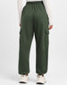 Olive Plain Baggy Fit Cargo Jogger
