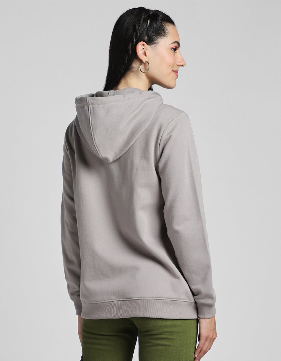 Plain Hooded Regular Fit Grey Zipper Jacket