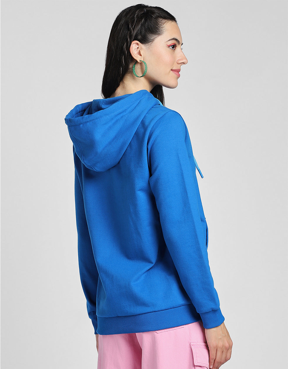 Plain Regular Fit Blue Zipper Jacket