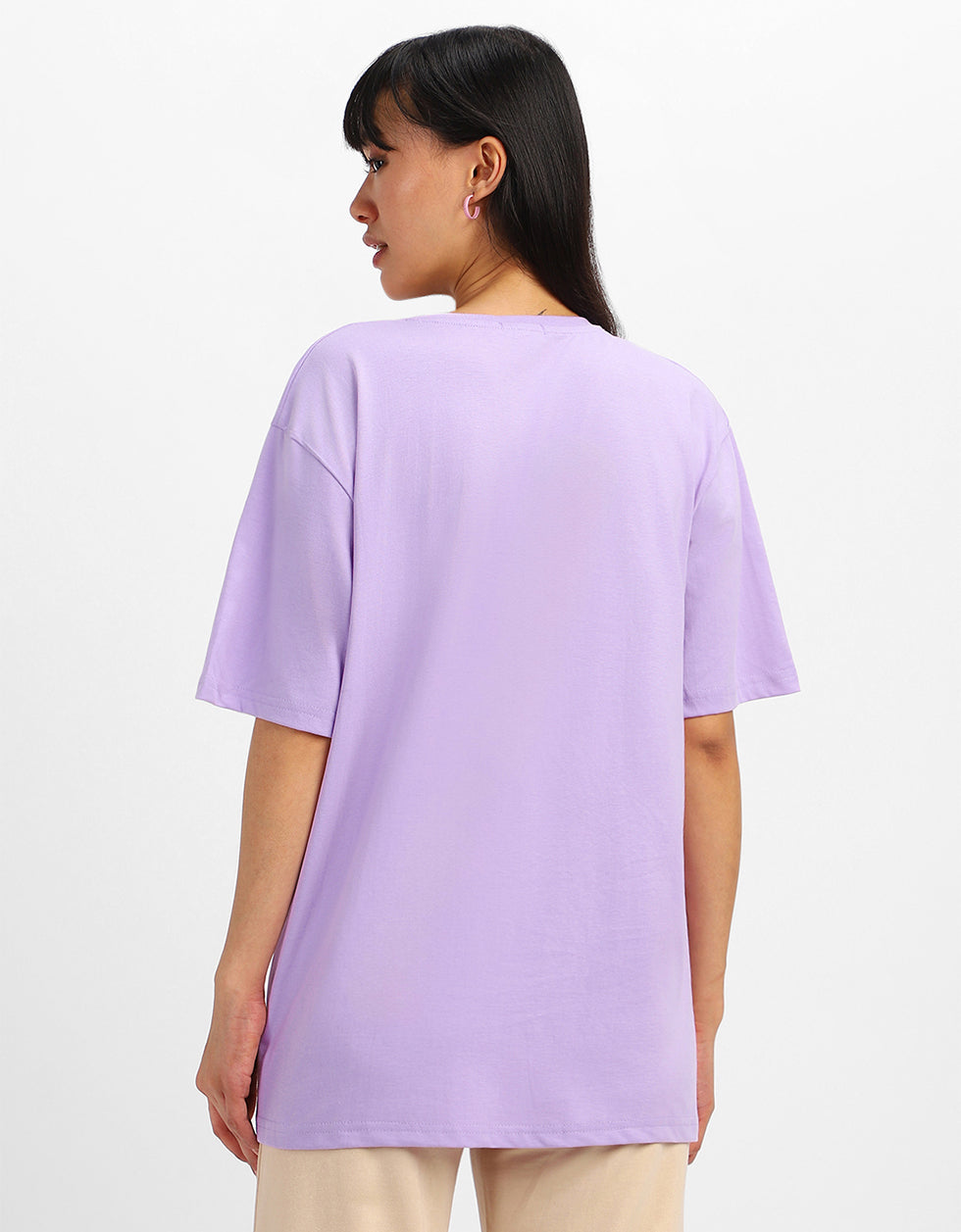 Stay Weird Graphic Printed Lilac Oversized T-Shirt