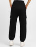 Black Solid Baggy Fit Cargo Jogger