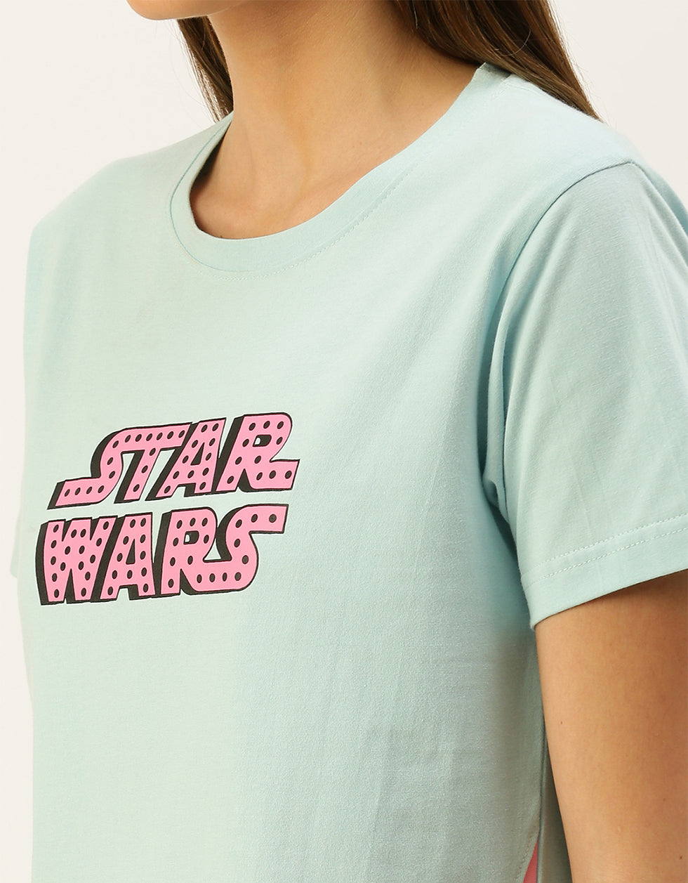 STAR WARS Blue Typography Printed Crop-Top