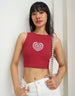 Red Graphic Printed Round Neck Cropped Tank Top