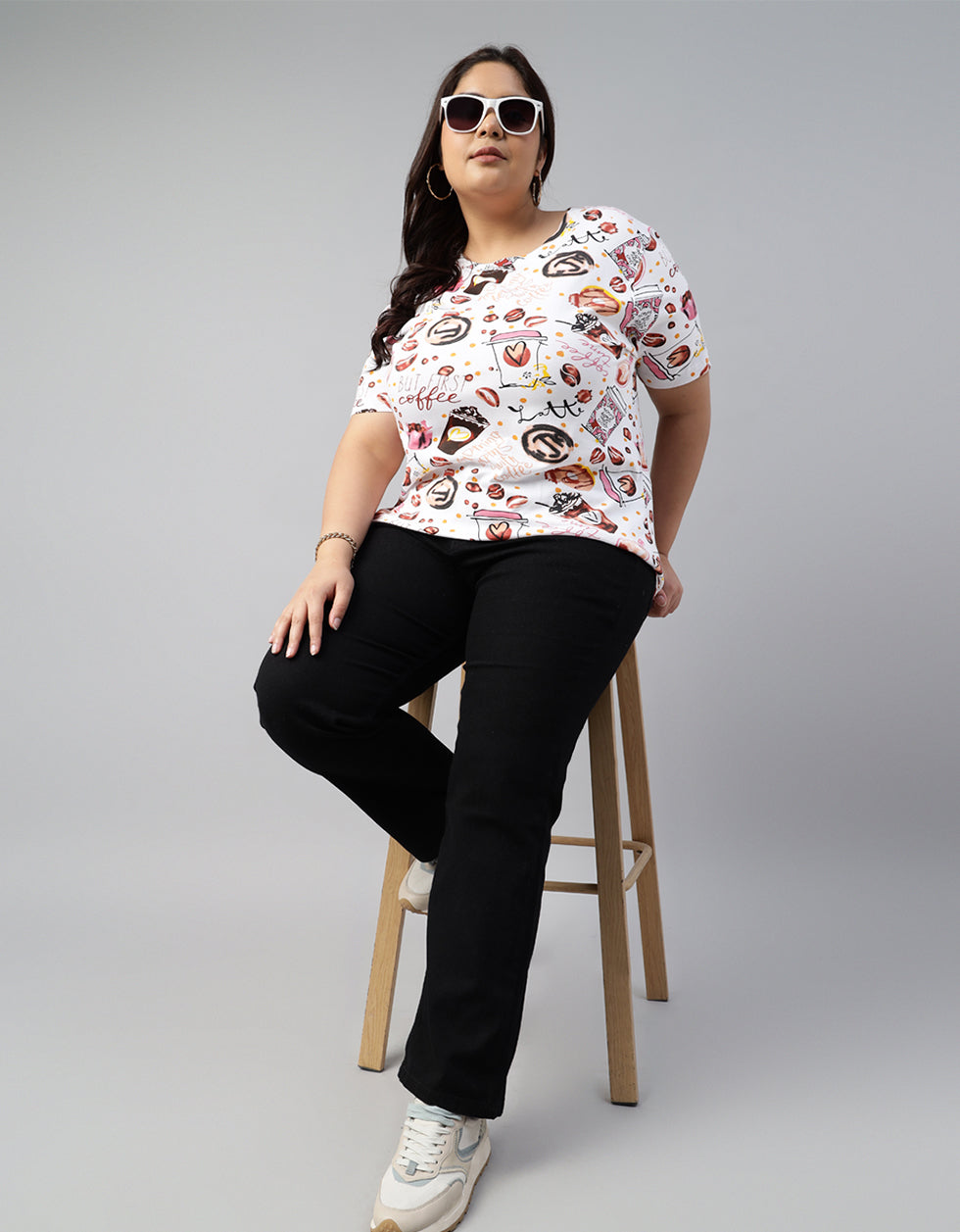 Coffee White Plus Size T-shirt
