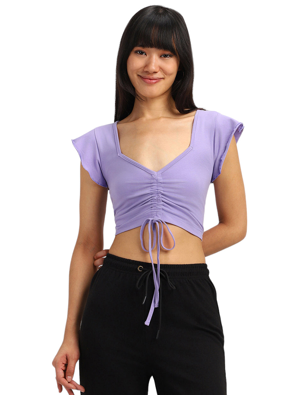 Purple Designer Regular Fit Crop-Top