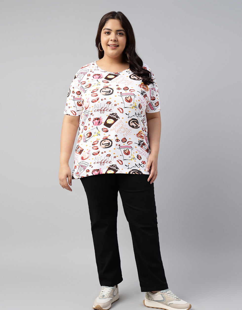 Coffee White Plus Size T-shirt