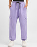 Lilac Plain Baggy Fit Cargo Jogger