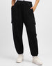 Black Solid Baggy Fit Cargo Jogger