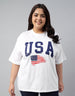 USA White Plus Size T-shirt