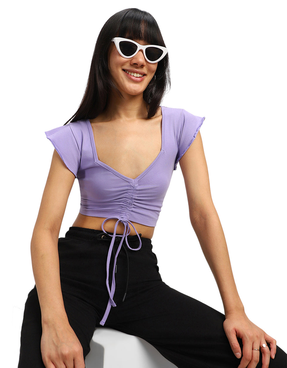 Purple Designer Regular Fit Crop-Top