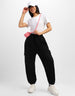 Black Solid Baggy Fit Cargo Jogger