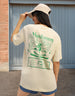 Mushroom Swan White Graphic Printed Oversized T-Shirt