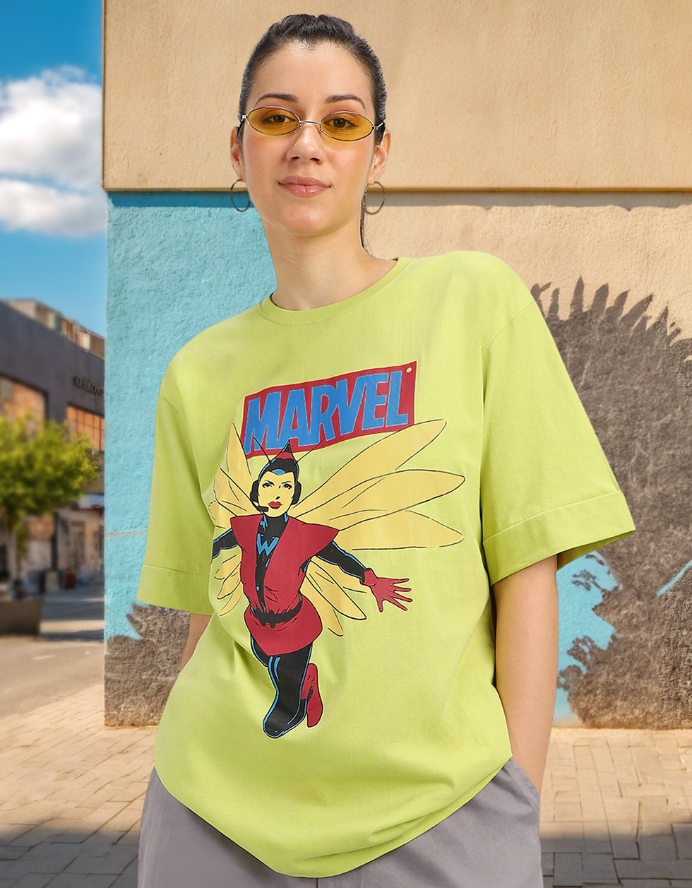 Marvel Yellow Oversized Fit Graphic T-Shirt