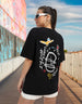 Happy Guy Black Graphic Printed Oversized T-Shirt