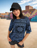 Paisley Printed Navy Oversized T-shirt