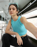 Blue Radiance Plain Round Neck Cropped Tank Top