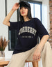 Juneberry Original Navy Oversized Fit Graphic T-Shirt