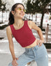 Viva Magenta Plain Square Neck Cropped Tank Top