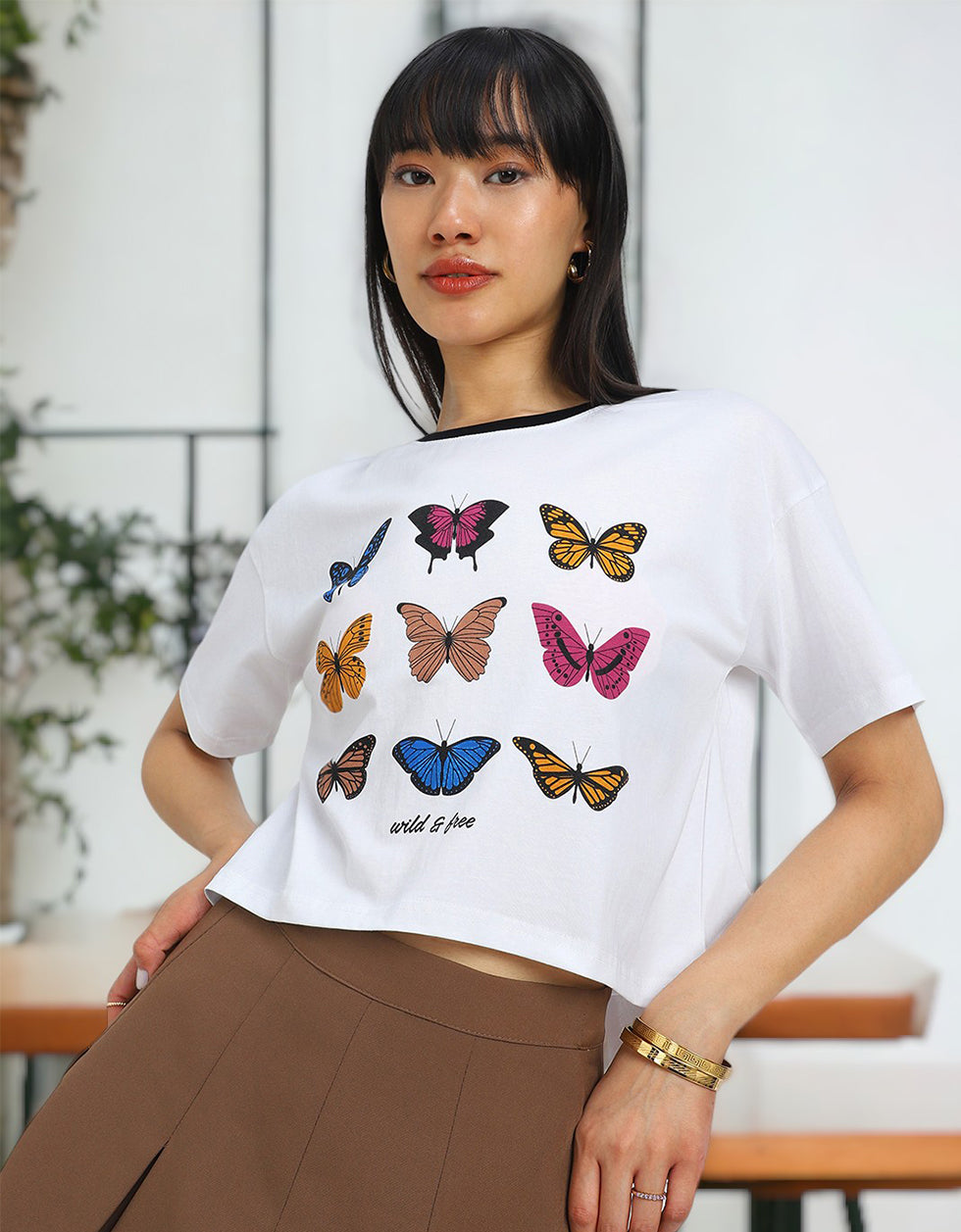 Wild & Free White Graphic Printed Crop-Top
