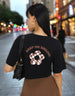 Keep On Smiling Black Graphic Printed Crop-Top