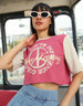 Youth Culture Magenta Graphic Printed Crop-Top