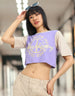 Youth Culture Purple Graphic Printed Crop-Top
