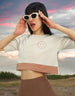 Together Swanwhite Graphic Printed Crop-Top