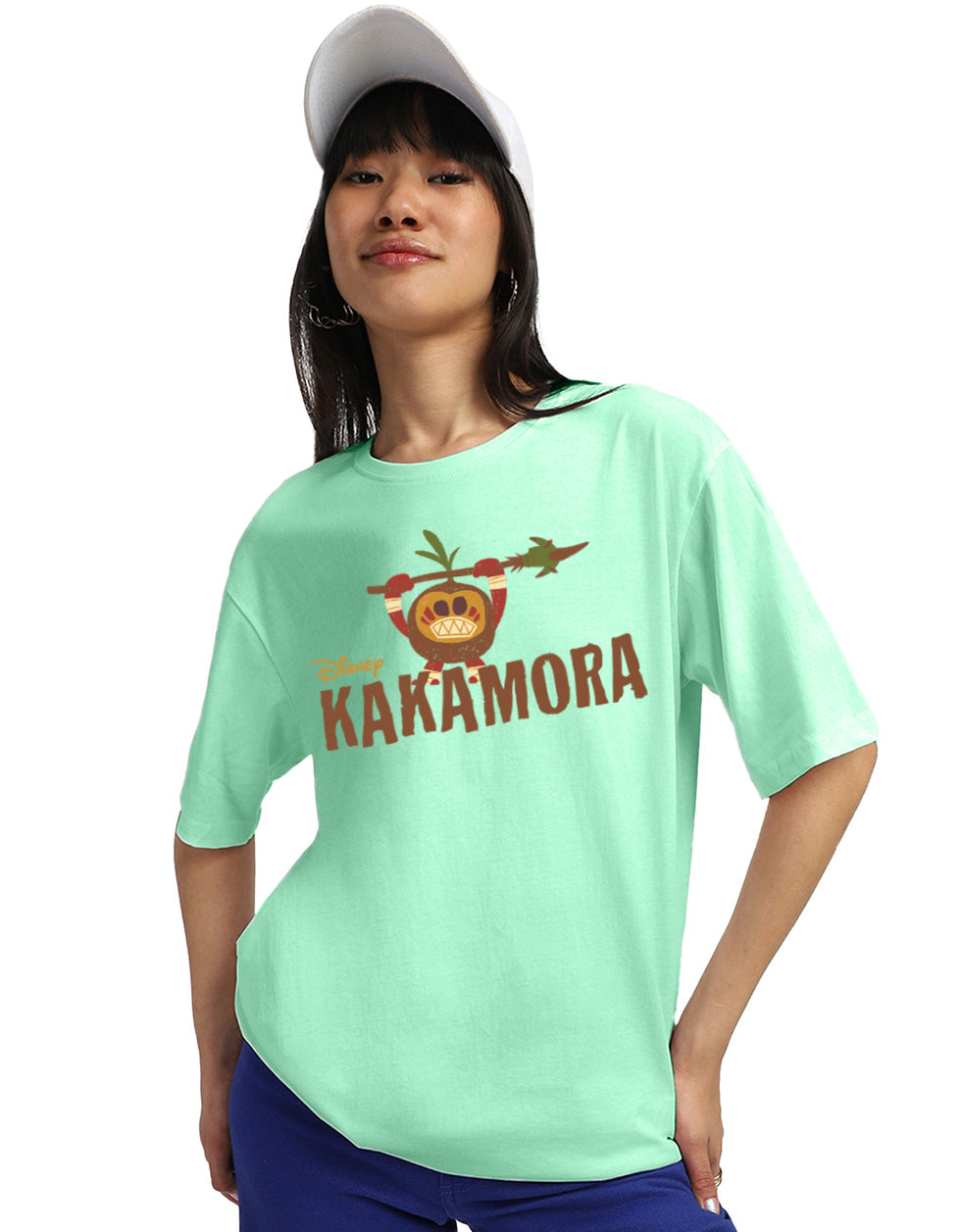 Moana Sea Green Oversized Fit Graphic T-Shirt