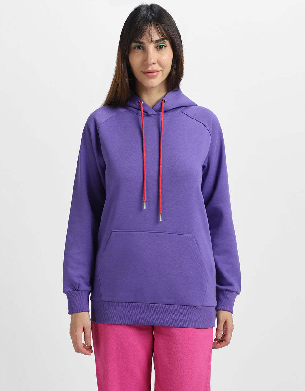 Plain Purple Regular Fit Hoodie