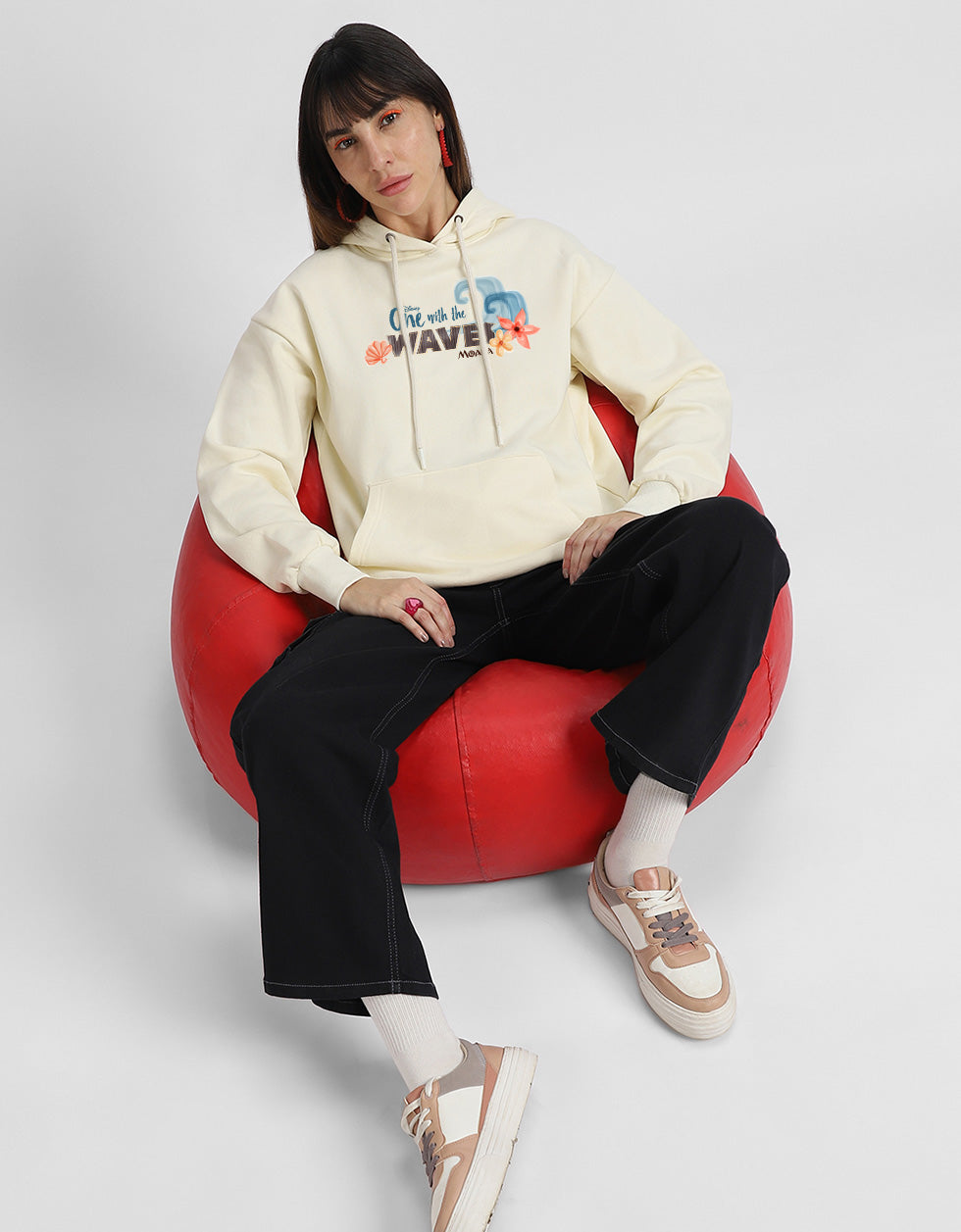 Moana Printed Marshmellow Oversized Hoodie