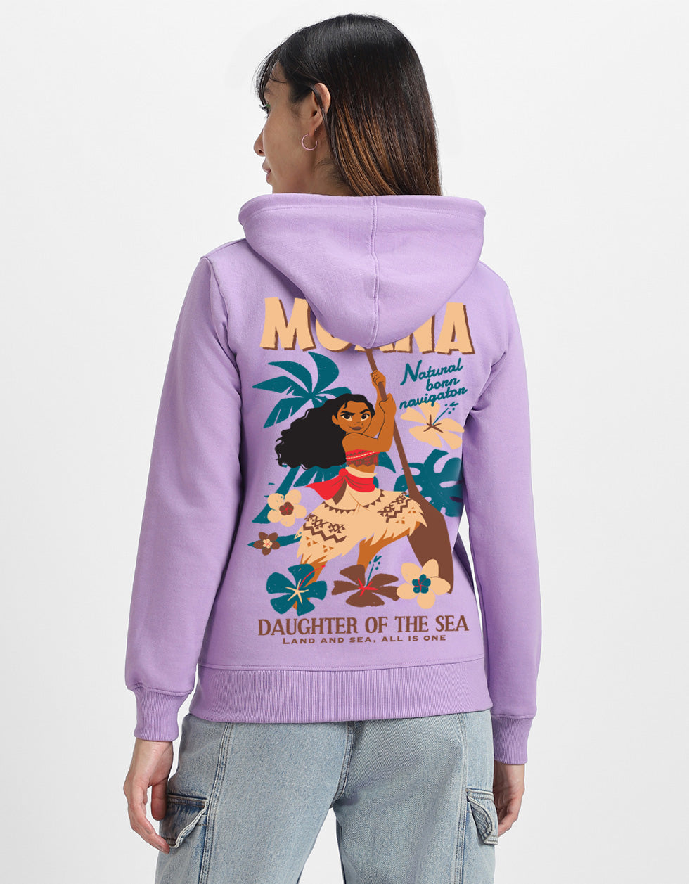 Moana Printed Lilac Oversized Hoodie