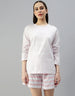 Sunday for Snuggles Lilac Printed Round Neck Top With Shorts Co-Ord Set