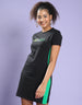 Yourself Printed Half sleeve Black Knee Length T-shirt Dress