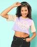 Youth Culture Purple Graphic Printed Crop-Top