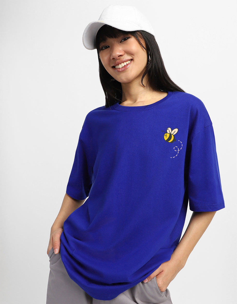 Rock And Roll Royal Blue Oversized Fit Graphic T-Shirt