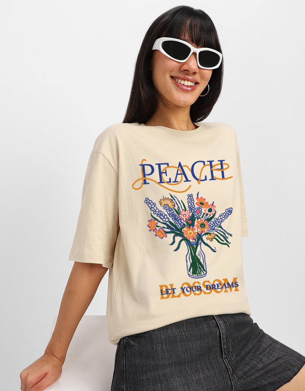 Blossom Dreams Swanwhite Oversized Graphic T-Shirt