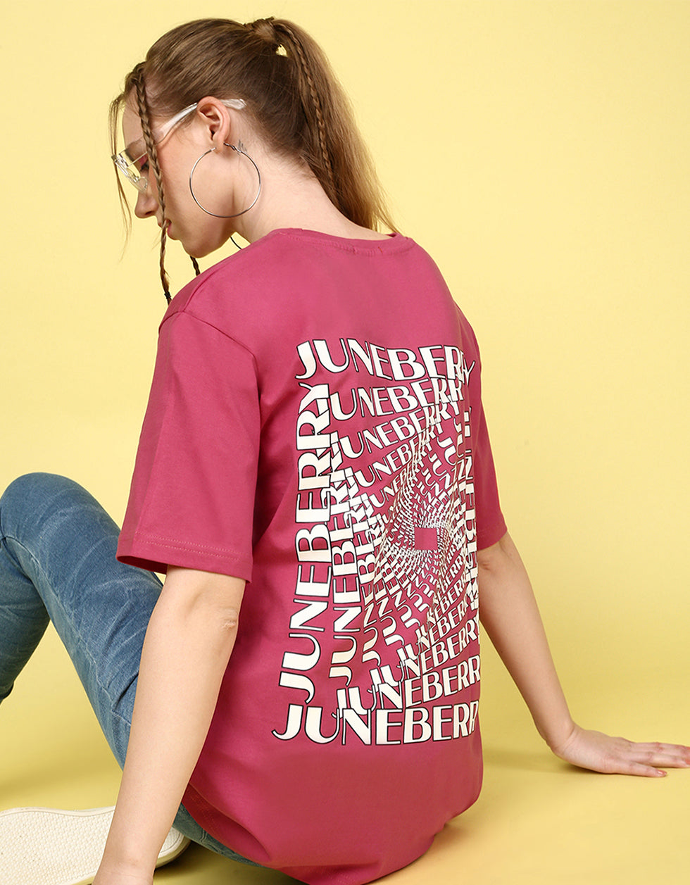 Have A Nice Day Magenta Oversized Fit Graphic T-Shirt
