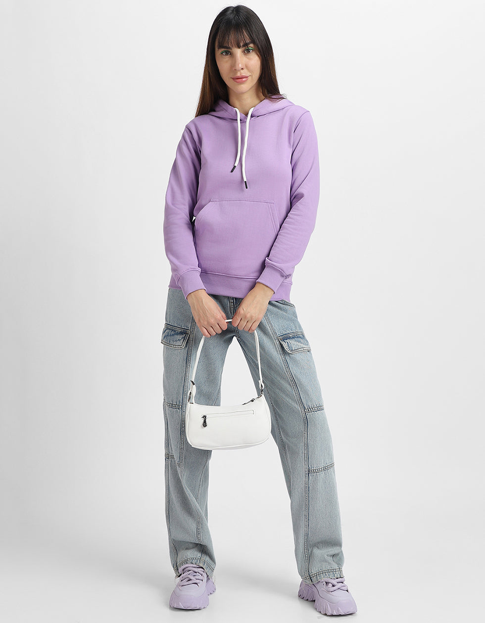 Plain Lilac Regular Fit Hoodie