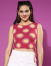 Magenta Graphic Printed Regular Fit Crop-Top