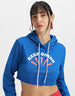 Go Outside Printed Blue Crop Hoodie