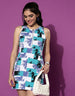 Zipper Closure Multicolor sleeveless Knee Length T-shirt Dress