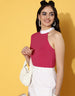 Magenta Designer Plain Regular Fit Top