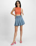 Orange Plain High Neck Cropped Tank Top