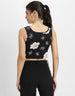 Black Floral Printed Square Neck Cropped Tank Top