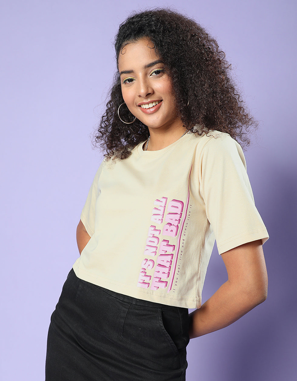 It's Not All That Bad Swanwhite Graphic Printed Crop-Top