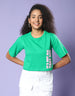 It's Not All That Bad Green Graphic Printed Crop-Top