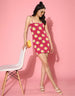 Magenta Floral Print Strappy Thigh Length Dress